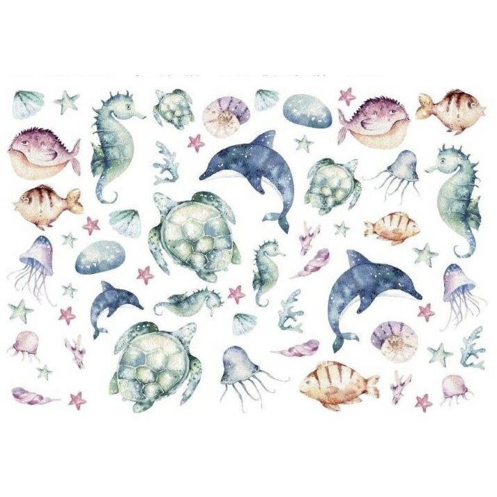 白磁用転写紙Q 9068 アンダーザシー / 海の生き物 sea 魚fish