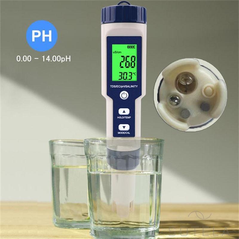 水産養殖専用 水質測定器 5 in 1 pH/EC/TDS/塩分濃度/温度測定器 PPM検査 塩分濃度計 自動温度補償 減塩生活 水耕 海水 水族館 海洋 錦鯉池など｜pict｜02