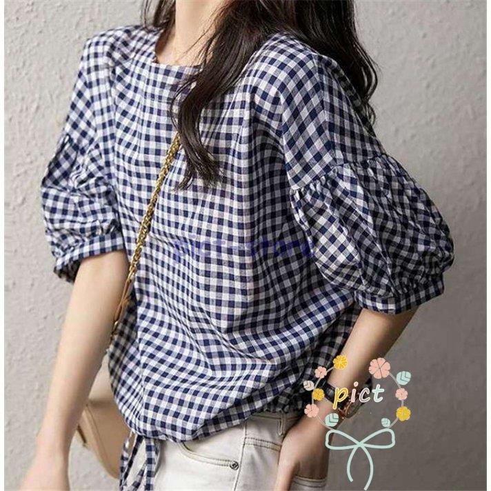 ファッション 2種類選べる ブラウス レディース 40代 春夏新作 オシャレブラウス チェック柄シャツ 五分袖トップス パフスリーブ ブラウス上品 大人 通勤ol ゆったりシャツ 30代 50代 Al17vsqwf2 Wrestlesquare Com