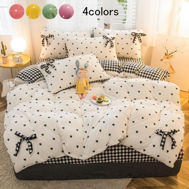 暖かい 布団カバー 4点セット ベッド用品 カバー シーツセット 寝具カバーセット 4点セット フランネル 可愛い 枕カバー 厚手 セミダブル 掛け布団 カバー フラットシーツ 秋冬用 枕カバー Pf3 Pict プレゼント ブランド買蔵