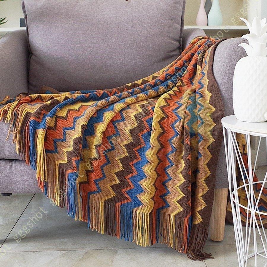 ハンドメイド レトロ ベッドカバー ソファー掛け ブランケット マルチ