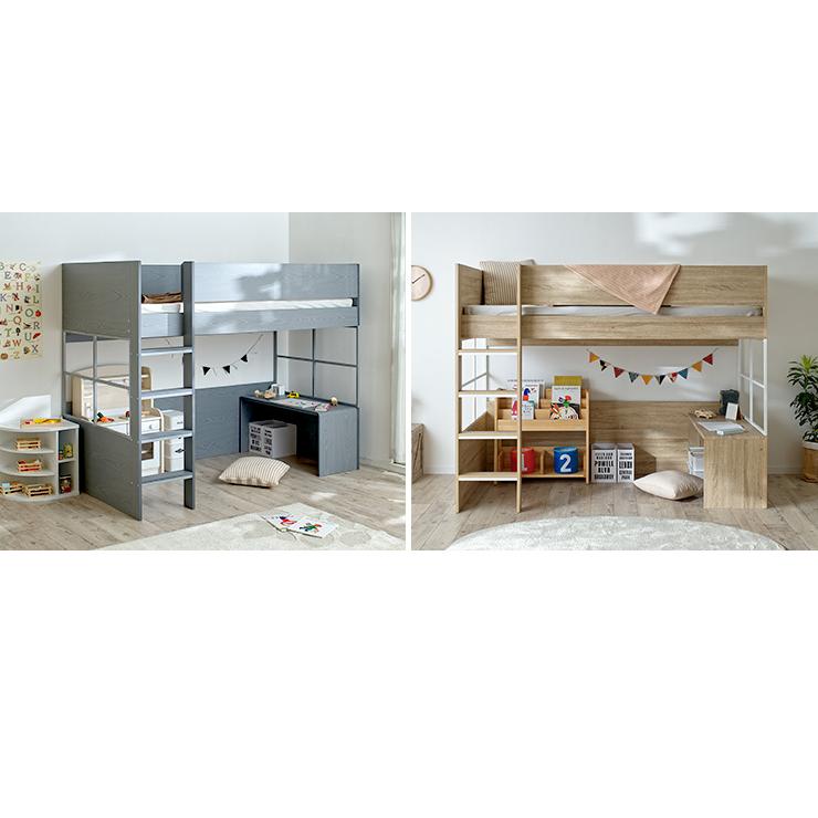 システムベッド 子供 大人用 ハイタイプ ロフトベッド 学習机 デスクベッド システムベッドデスク Peep(ピープ) S 5色対応 意匠登録申請中の画像