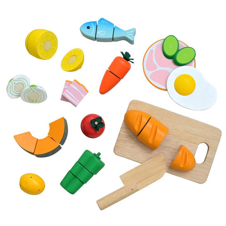 充実の15点セット さくさく切れるマジックテープ仕様 ままごとセット ままごと おままごと グッズ 木製 食材 調理器具 おもちゃ フードセット Coromo コロモ Pie No 通販 Yahoo ショッピング