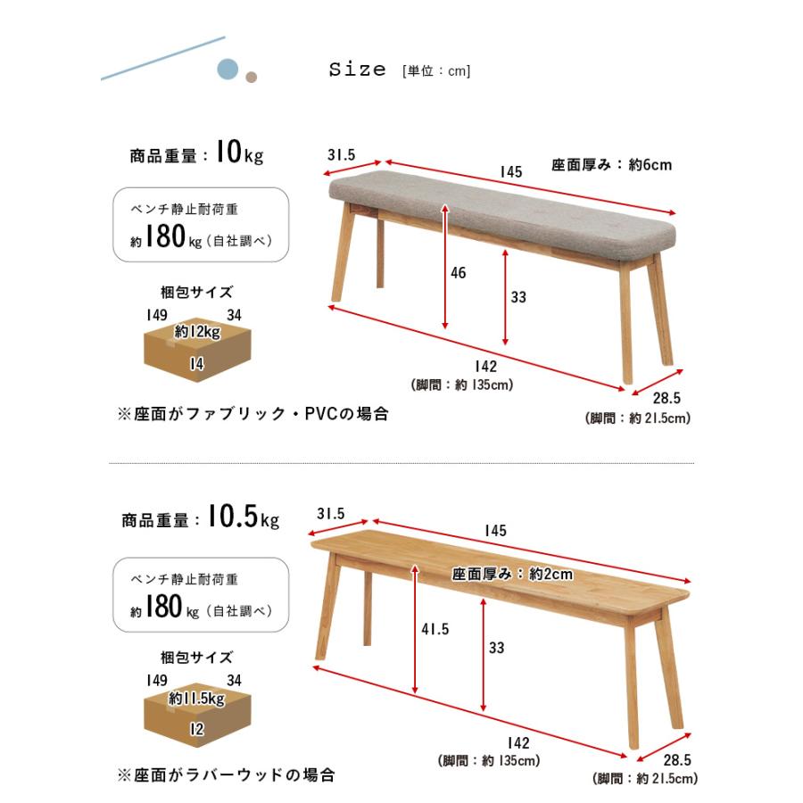 ダイニングベンチ 幅145cm ダイニング ベンチチェア ダイニングチェア ダイニングチェアー おしゃれ 2人掛け 二人掛け 木製 Cocotte2(ココット2) 5色対応_6