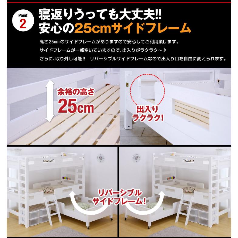 中古 業務用可 三段ベッド 三段ベット 3段ベッド 3段ベット 親子ベッド 親子ベット 子供 大人用 おしゃれ GSOLID 頑丈 ロング キャスター付 H190cm 梯子無 ホワイト 【ZYX1430407363】(51441円)