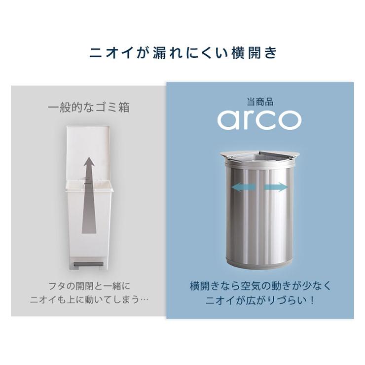 横開きステンレス自動開閉ゴミ箱 arco(アルコ) 47L 大容量 ごみ箱 ダストボックス 分別 おしゃれ キッチン リビング 47リットル スリム 省スペース ふた付き_9