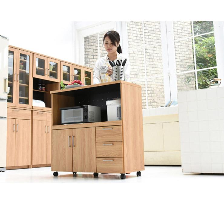 収納 キッチン 台所 ラック 食器棚 おしゃれ モダン コンセント キャビネット 収納家具 keittio(ケイッティオ) キッチンカウンター レンジ収納 FAP-0030 幅90cmの画像