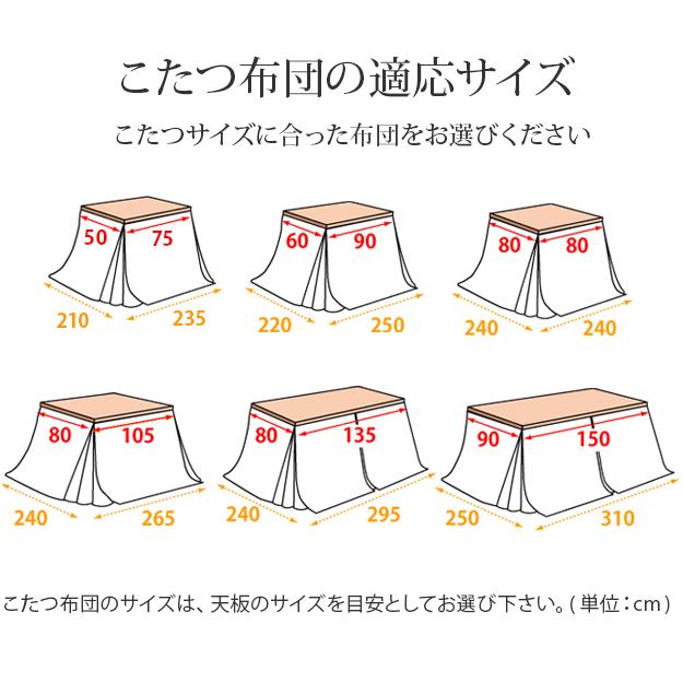 掛け布団 単品 長方形 ハイタイプ コタツ布団 こたつ掛布団 コタツ掛け布団 収納 おしゃれ 265x240cm 省スペース ダイニングこたつ用掛布団 Branch(ブランチ)の画像
