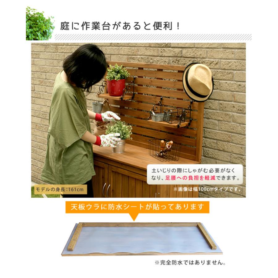 ストッカー おしゃれ パネル付収納庫80 木製 杉 天然木 組立式 ナチュラル ガーデニング 物置 物入れ ポリタンク 扉付き 庭 吊り棚 取っ手 可動式棚板 玄関_5