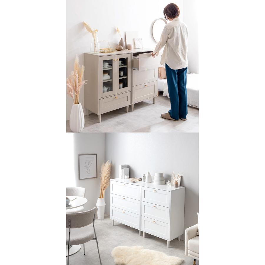 タンス おしゃれ Calan チェスト 幅60cm 引出し3段 エレガント 衣類収納 コンパクト 寝室 リビング 取っ手付き フェミニン かわいい 一人暮らし 新生活 上品 | ブランド登録なし | 19