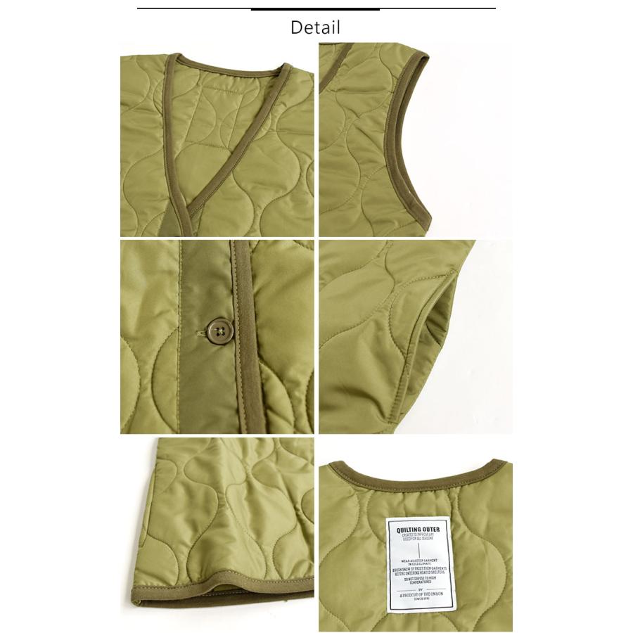 レディース 中綿 キルト ベスト 撥水 はっ水 バックタグ 刺繍