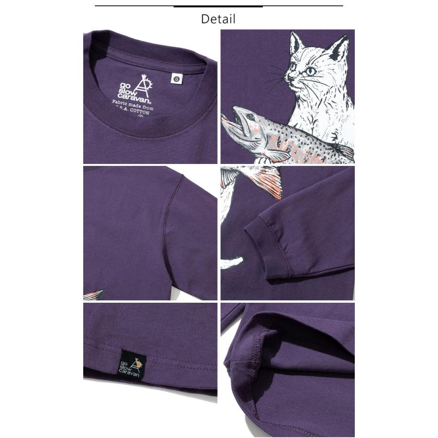 2025春夏新作 ゴースローキャラバン go slow caravan  ロンT Tシャツ トップス イワナ猫 ねこ ネコ キャット 魚 メンズ レディース 長袖 春 秋 冬 341902