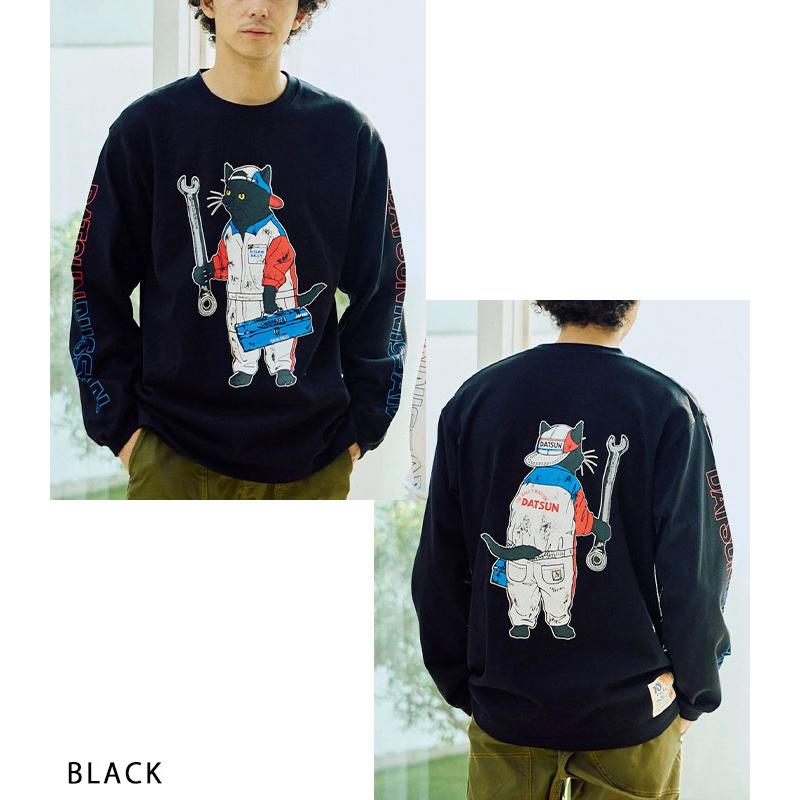 GO SLOW CARAVAN NISSAN　猫　ロンT　長袖　３　黒 go slow caravan 2025秋冬新作 ゴースローキャラバン 日産 ニッサン