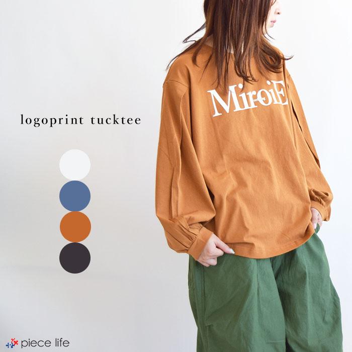 レディース トップス ロンT 袖タックロゴプルオーバー 7分袖 レディース トップス ロンT 袖タックロゴプルオーバー 7分袖