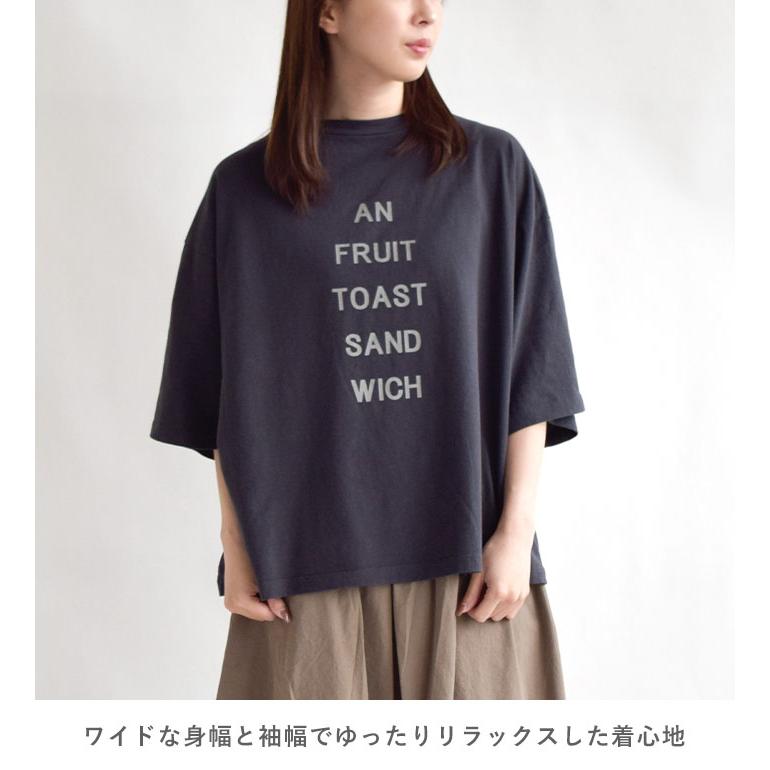 レディース Tシャツ トップス 半袖 ロゴプリント ビックラフィ天竺 BREAD BIG 5分袖 ナチュラル シンプル Bliss bunch A634-281｜piecelife｜03