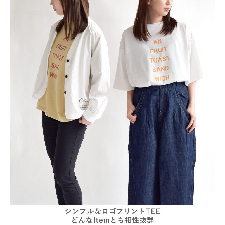 レディース Tシャツ トップス 半袖 ロゴプリント ビックラフィ天竺 BREAD BIG 5分袖 ナチュラル シンプル Bliss bunch A634-281｜piecelife｜04