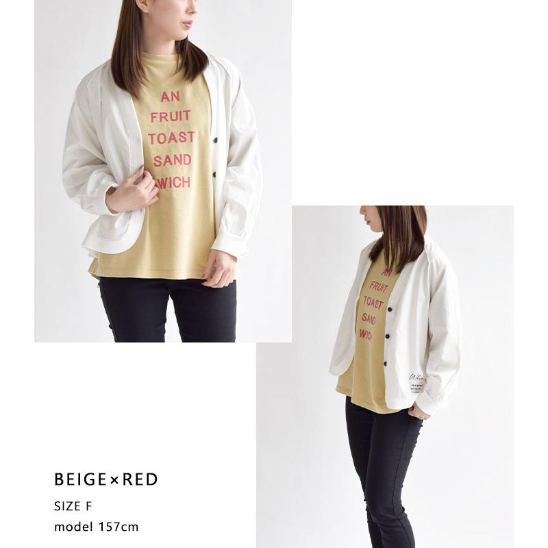 レディース Tシャツ トップス 半袖 ロゴプリント ビックラフィ天竺 BREAD BIG 5分袖 ナチュラル シンプル Bliss bunch A634-281｜piecelife｜08