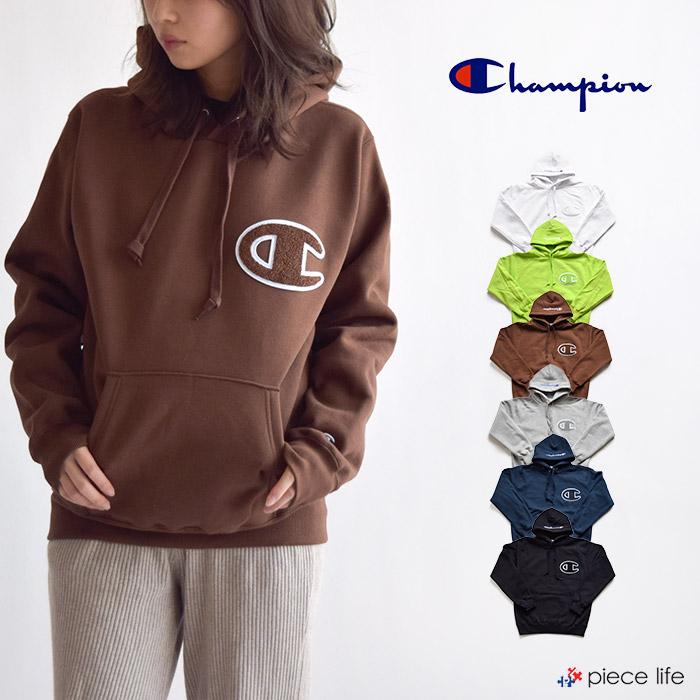 Champion チャンピオン パーカー 左胸サガラワッペン ロゴ刺繍 裏起毛 メンズ レディース ユニセックス ストリート アメカジ 定番 C3 L119 Piece Life 通販 Yahoo ショッピング