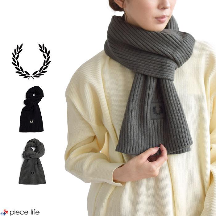 FRED PERRY フレッドペリー マフラー PATCH BRND RIB SCARF FRED PERRY フレッドペリー マフラー PATCH BRND RIB SCARF