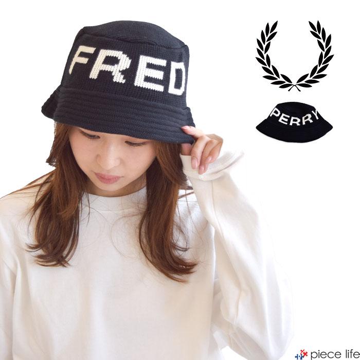 FRED PERRY フレッドペリー ニット バケットハット ロゴ 刺繍 FRED PERRY フレッドペリー ニット バケットハット ロゴ 刺繍