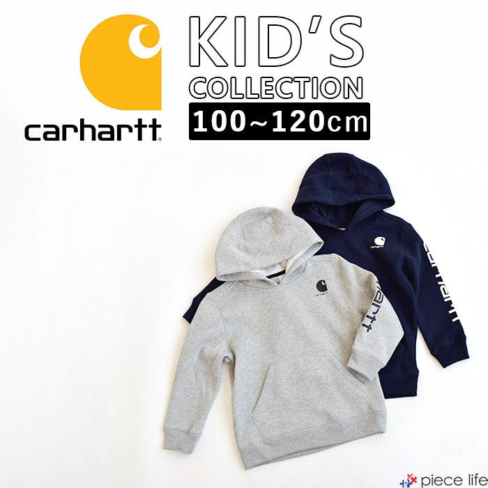 Carhartt カーハート  LOGO SWEATSHIRT プルオーバーフーディー キッズ パーカー 裾リブ 袖リブ 裏起毛 シンプル あったかい ストリート アメカジ CA8850｜piecelife