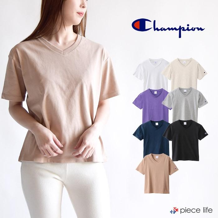 チャンピオン Tシャツ Champion Vネック レディース トップス シンプル 無地 ロゴ刺繍 ワンポイント Tシャツ 半袖 Cw M323 Cw M323 Piece Life 通販 Yahoo ショッピング