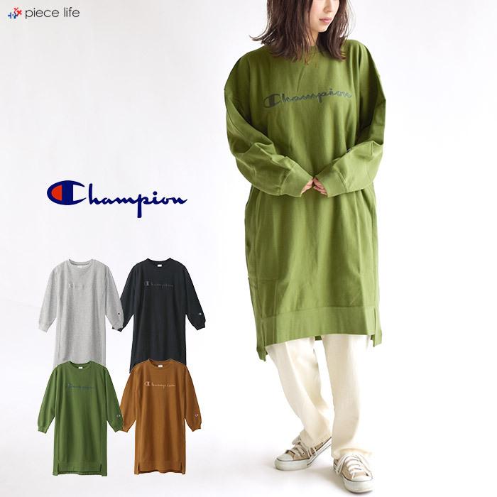 Champion チャンピオン ワンピース ウィメンズ リバースウィーブスウェットワンピース 裏起毛 スウェット Champion ワンポイントロゴ レディースリブ袖 Cw S002 Piece Life 通販 Yahoo ショッピング