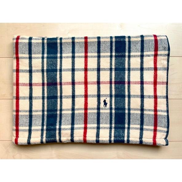 人気絶頂 ブランケット ひざかけ ラルフローレン Ralph No 5754 コットン100 ポニー刺繍付ひざ掛け ハーフブランケット ブルー オフホワイト プレード プレゼント ラルフローレンホーム ひざ掛け Lauren 布団 寝具