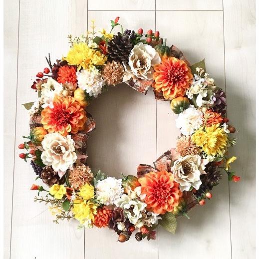 秋のリース 玄関リース 造花 ギフト 大型リース 秋リース ジニア ピオニー 42cm No Wreath Wreath Piece Of La 通販 Yahoo ショッピング