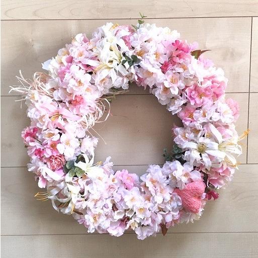 桜のリース 大 春のリース 8 42cm シサルハート 玄関リース 造花 ギフト 花 No Wreath Wreath Piece Of La 通販 Yahoo ショッピング