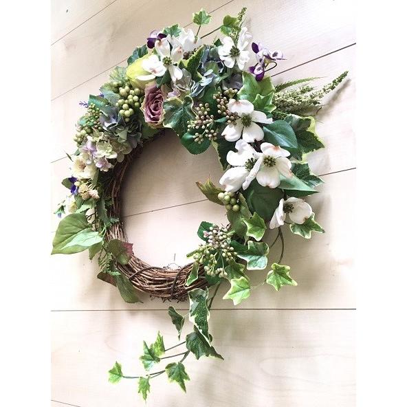 流行に ハナミズキのグリーン リース 大 53x45cm 玄関リース 造花 ギフト 花 母の日プレゼント No Wreath コンビニ受取対応商品 Www Maxipiso Com Ar