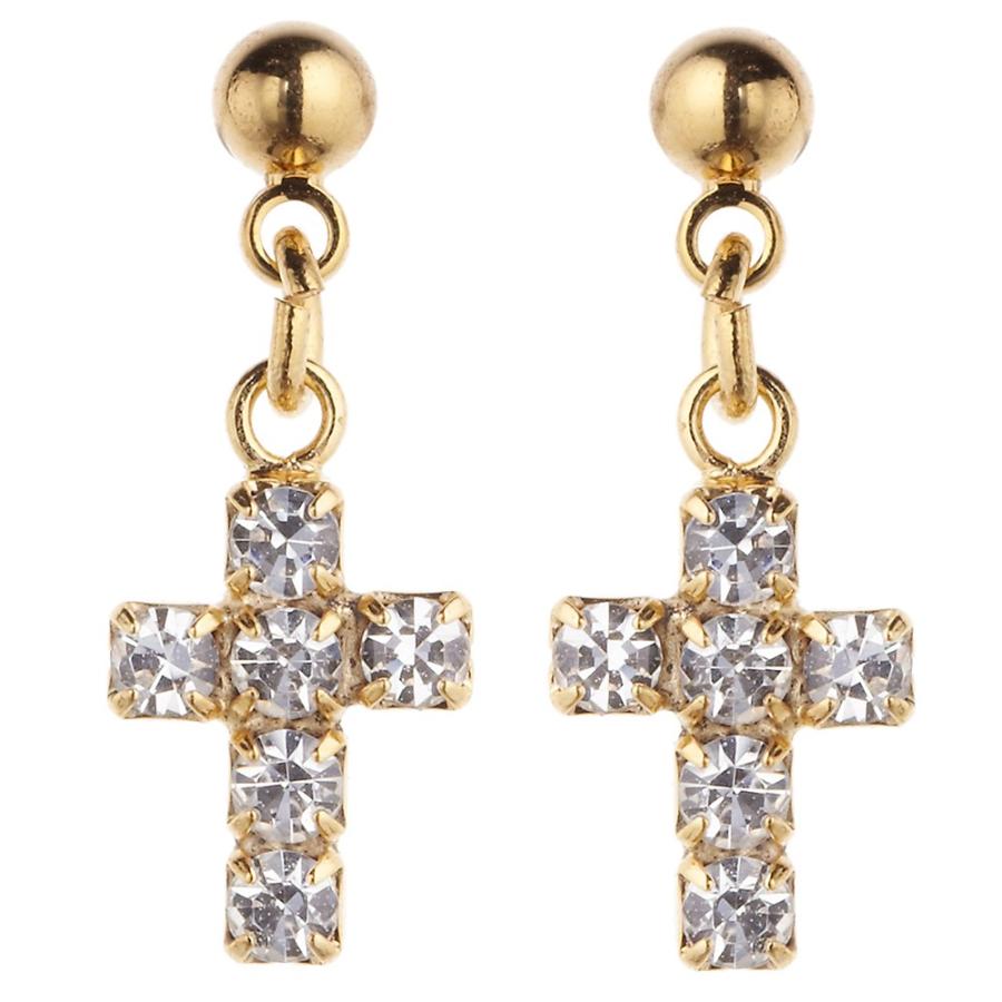 スワロフスキー♡コンテスト♡パーティー エレガントなゴールドシルバーピアス♡ スワロフスキークロスピアス チタンポスト シルバー ゴールド 国産