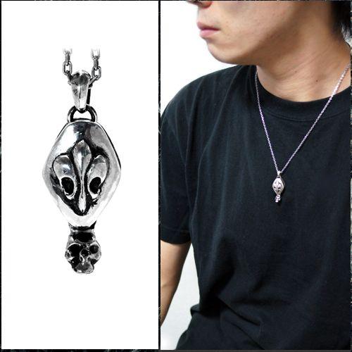 ネックレス メンズ シルバー925 スカル Crest Skull ペンダント 44ROCK シシロック ユリの紋章 藤重政孝氏着用モデル 爆買の画像