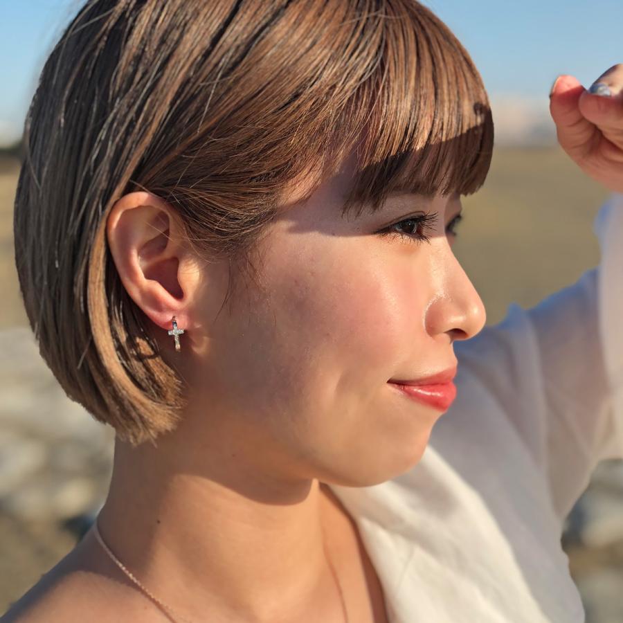 ハワイアンジュエリー 片耳用 1個売り 軟骨用クロスフープピアス 低