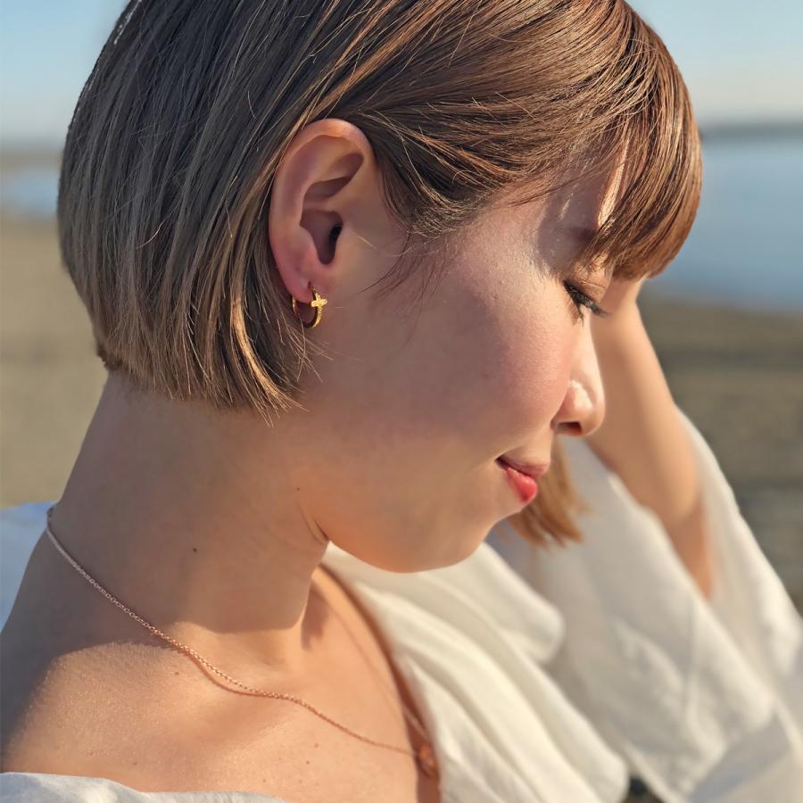 ハワイアンジュエリー 片耳用 1個売り 軟骨用クロスフープピアス