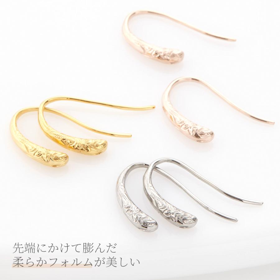 プランプピアス ハワジュ サージカルステンレス フック フープ プルメリア 波 金属アレルギー対応 爆買の画像