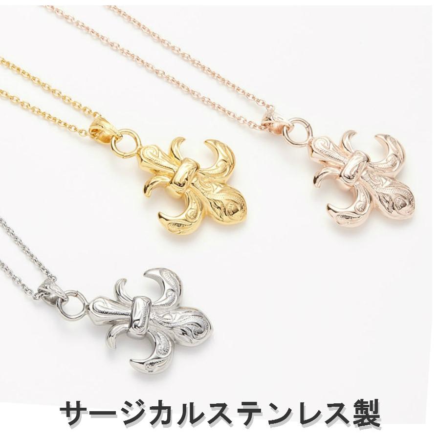 ネックレス 百合の紋章 ハワイアンジュエリー サージカルステンレス 金属アレルギー対応