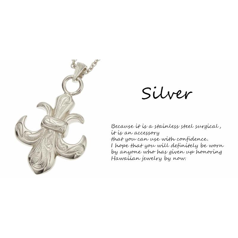 ネックレス 百合の紋章 ハワイアンジュエリー サージカルステンレス 金属アレルギー対応