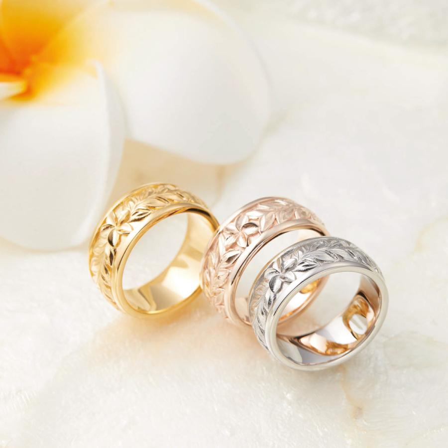 リング サージカルステンレス316L製 ハワジュ マイレ 植物 プルメリア 花 幅広 ワイド 低金属アレルギー対応 爆買の画像