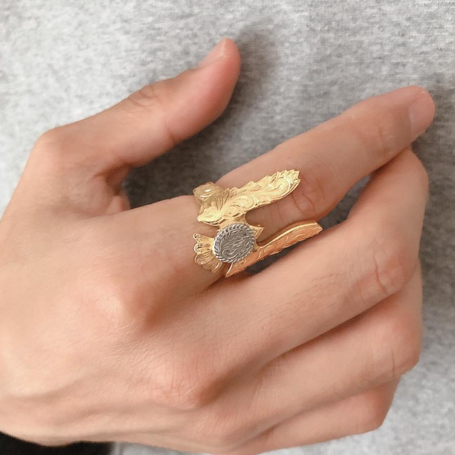 リング サージカルステンレス316L製 ハワジュ イーグル 鷲 コイン プルメリア スクロール 金属アレルギー対応 メンズ 爆買_9