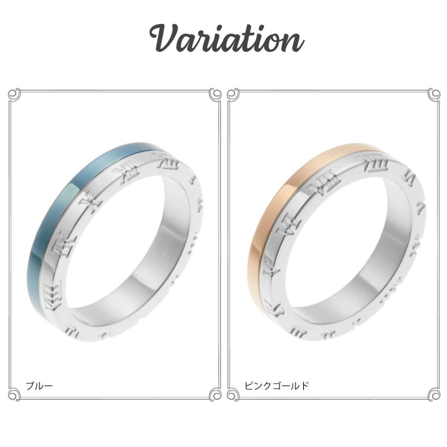 リング サージカルステンレス316L製 ツートーンカラー ローマ数字 二連風 重ねづけ風 低金属アレルギー対応｜piena｜04