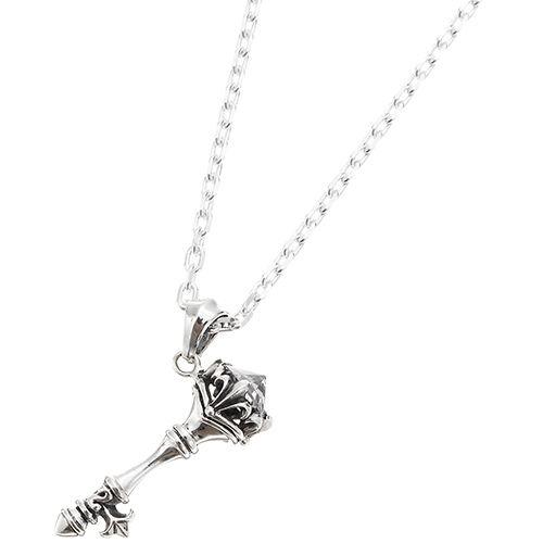 シルバー925製 デザインキーモチーフのメンズネックレス 50ｃｍロングアズキチェーン 鍵 カギ ワイルドでもシンプルに 爆買の画像