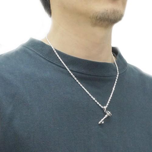 シルバー925製 デザインキーモチーフのメンズネックレス 50ｃｍロングアズキチェーン 鍵 カギ ワイルドでもシンプルに 爆買の画像