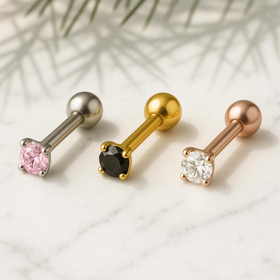ボディピアス サージカルステンレス製 キュービックジルコニア 3mm 2mm 