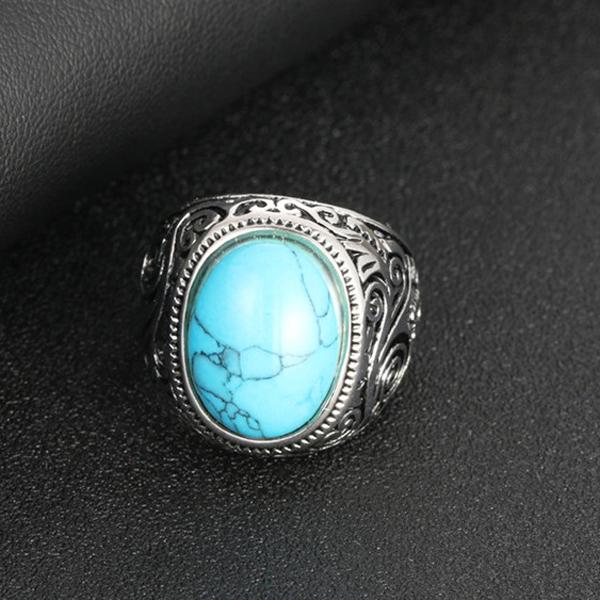 リング サージカルステンレス製 フェイクターコイズ トルコ石 指輪