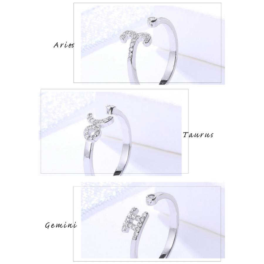リング シルバー925 キュービックジルコニア 12星座 占い 重ね付け