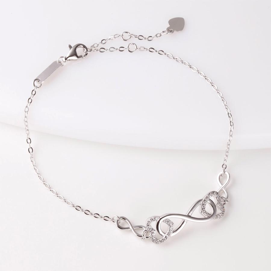 ブレスレット シルバー925 キュービックジルコニア ハート 8の字