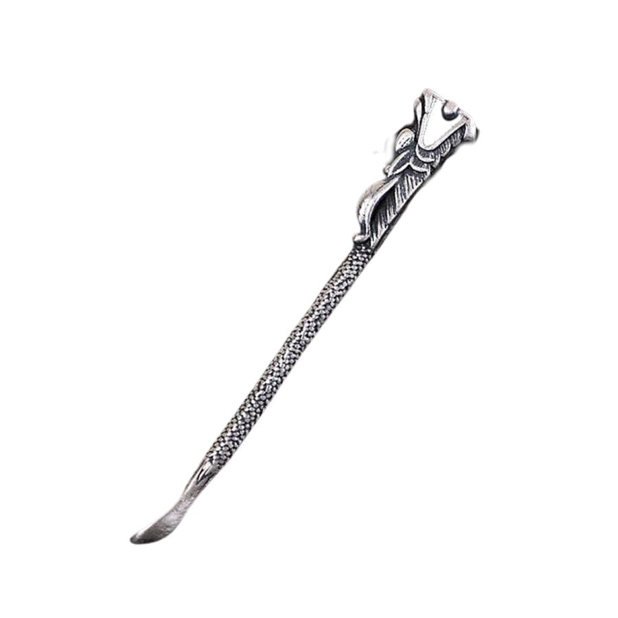 耳かき シルバー925製 葉 リーフモチーフ 燻し加工 アンティーク感