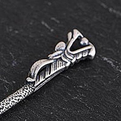 耳かき シルバー925製 葉 リーフモチーフ 燻し加工 アンティーク感