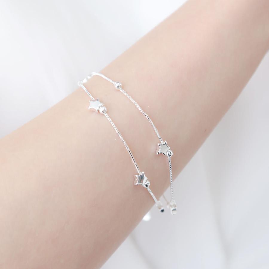 ブレスレット シルバー925 星 スター ボール ベネチアンチェーン 重ね